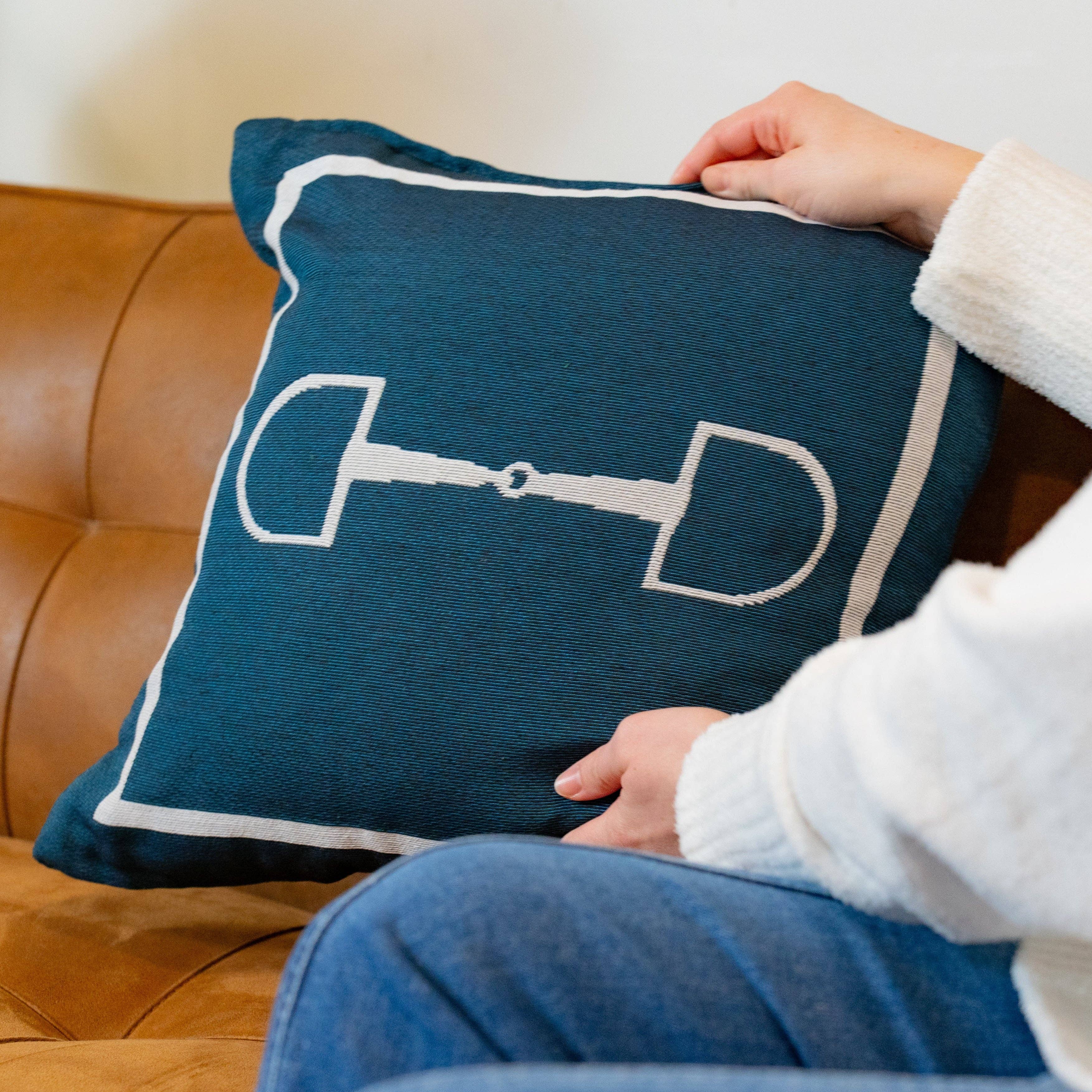 Navy Horse Bit Pillow