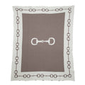 Cotton Sustainable Knit Throw Blanket - Equestrian Snaffle Bit Border