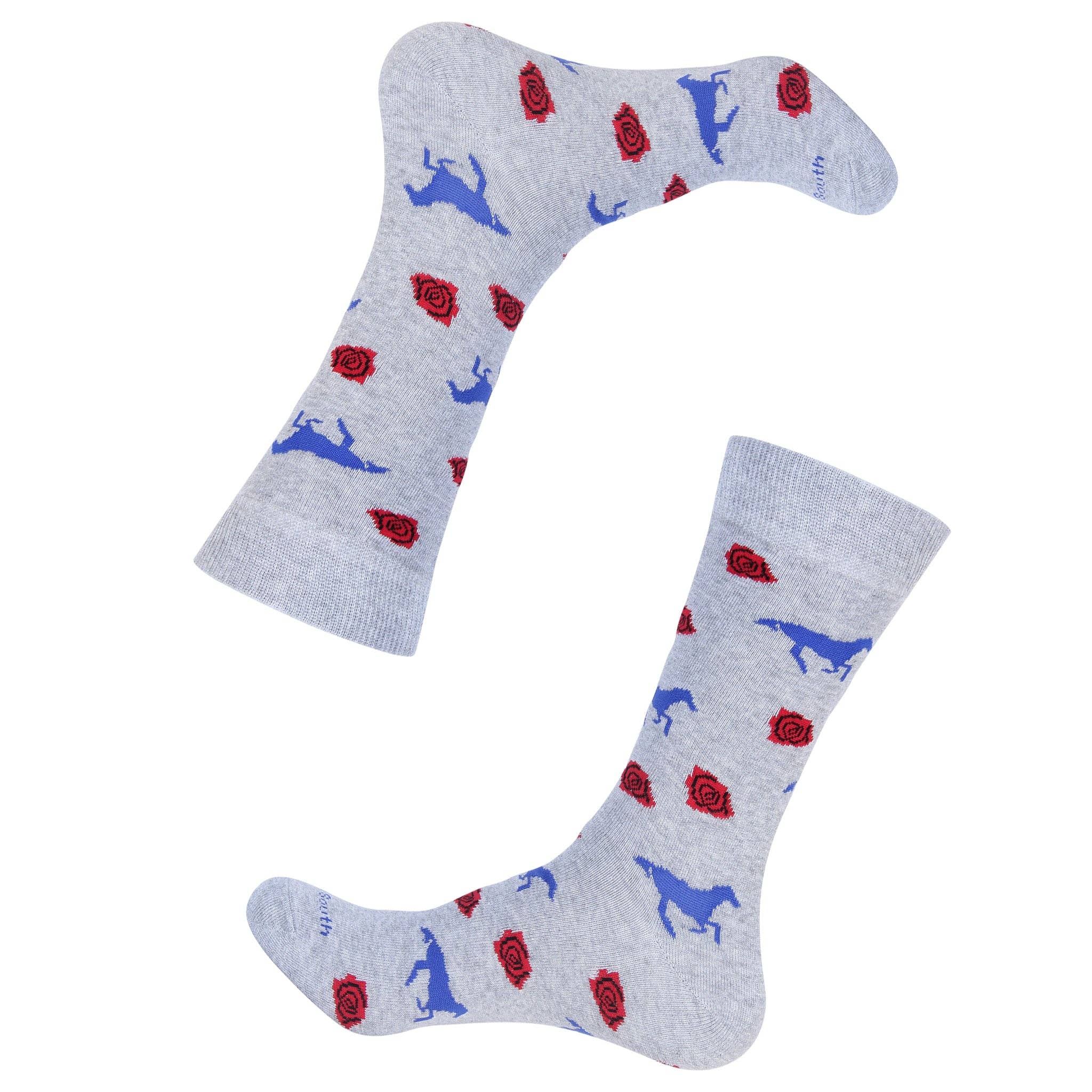 Horses and Roses Grey Socks
