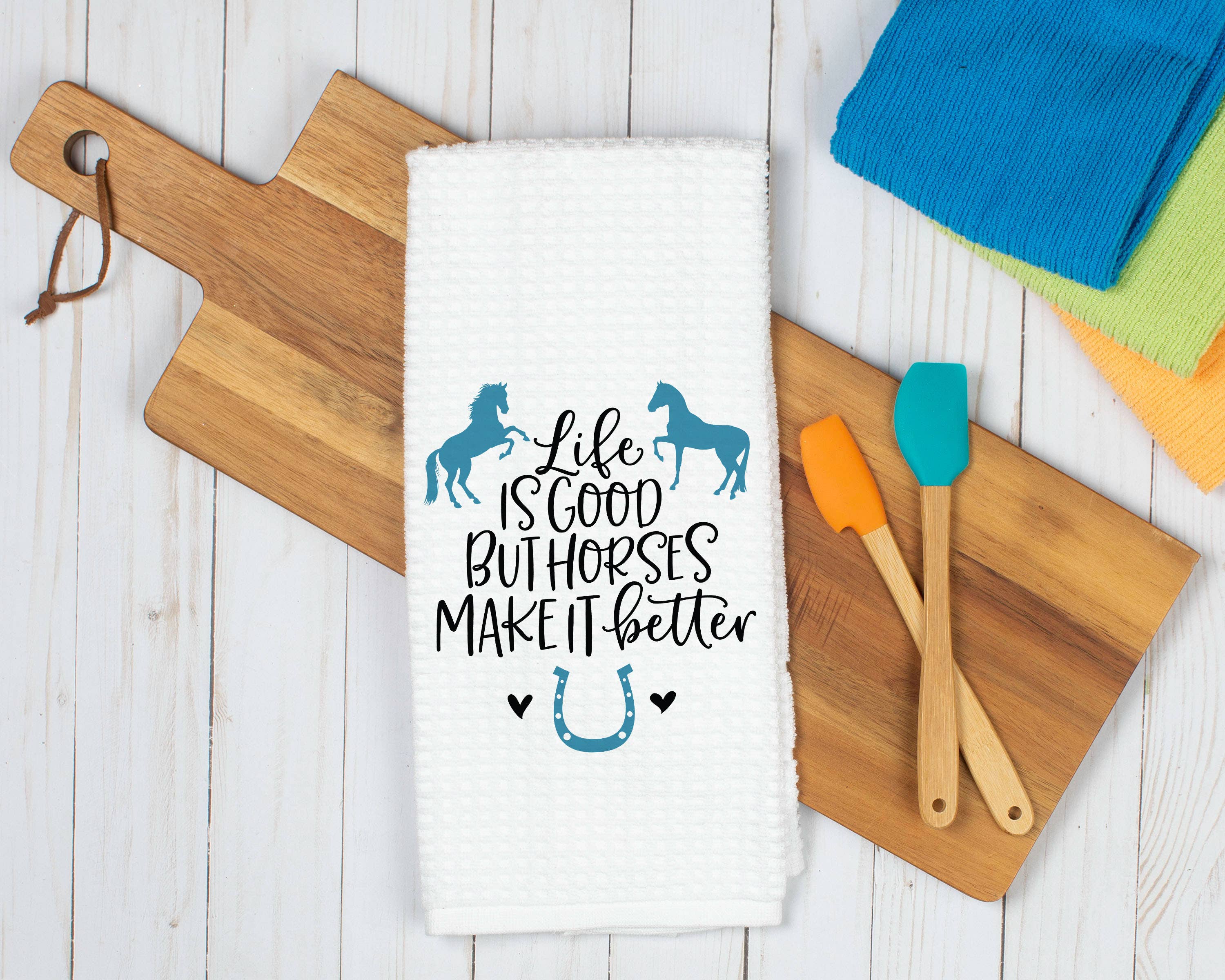 Horses Make it Better Kitchen Towel, Horses Home Decor