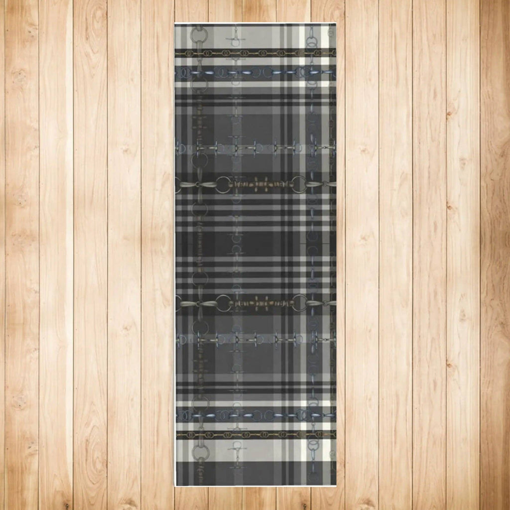 Black Reins and Snaffle Bits Plaid Runner Rug - Shimmer Rug