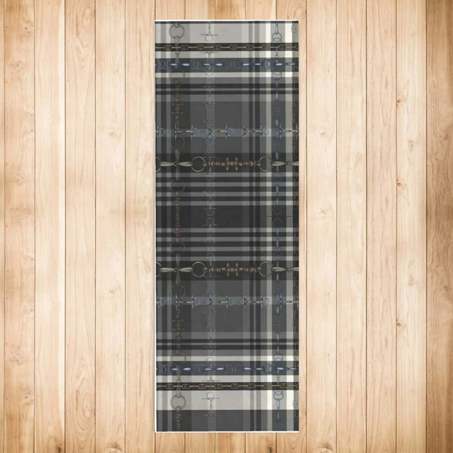 Black Reins and Snaffle Bits Plaid Runner Rug - Shimmer Rug