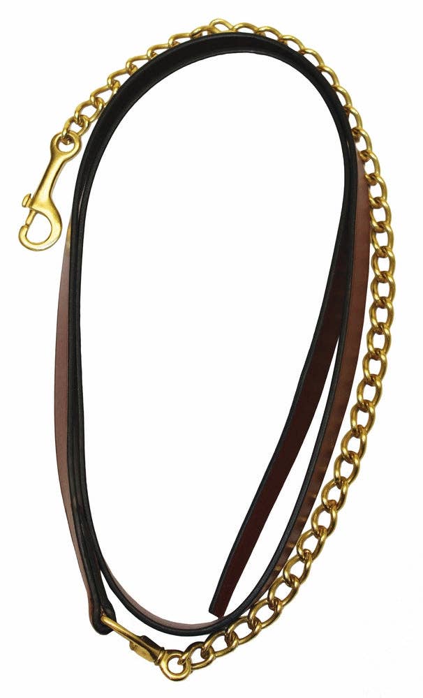 Henri de Rivel Leather Lead with 24" Solid Brass Chain