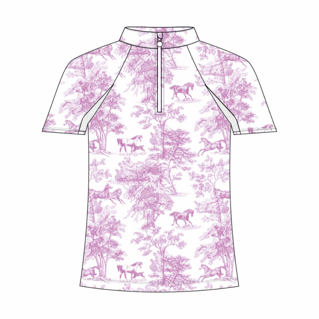 Dapplebay Kids Rose Equestrian Toile 1/4 Zip - Short Sleeve