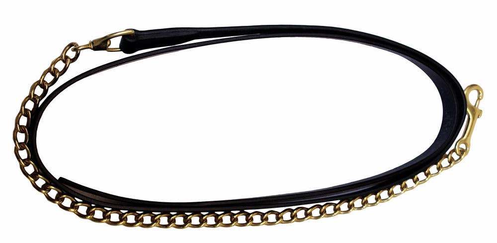 Henri de Rivel Leather Lead with 24" Solid Brass Chain