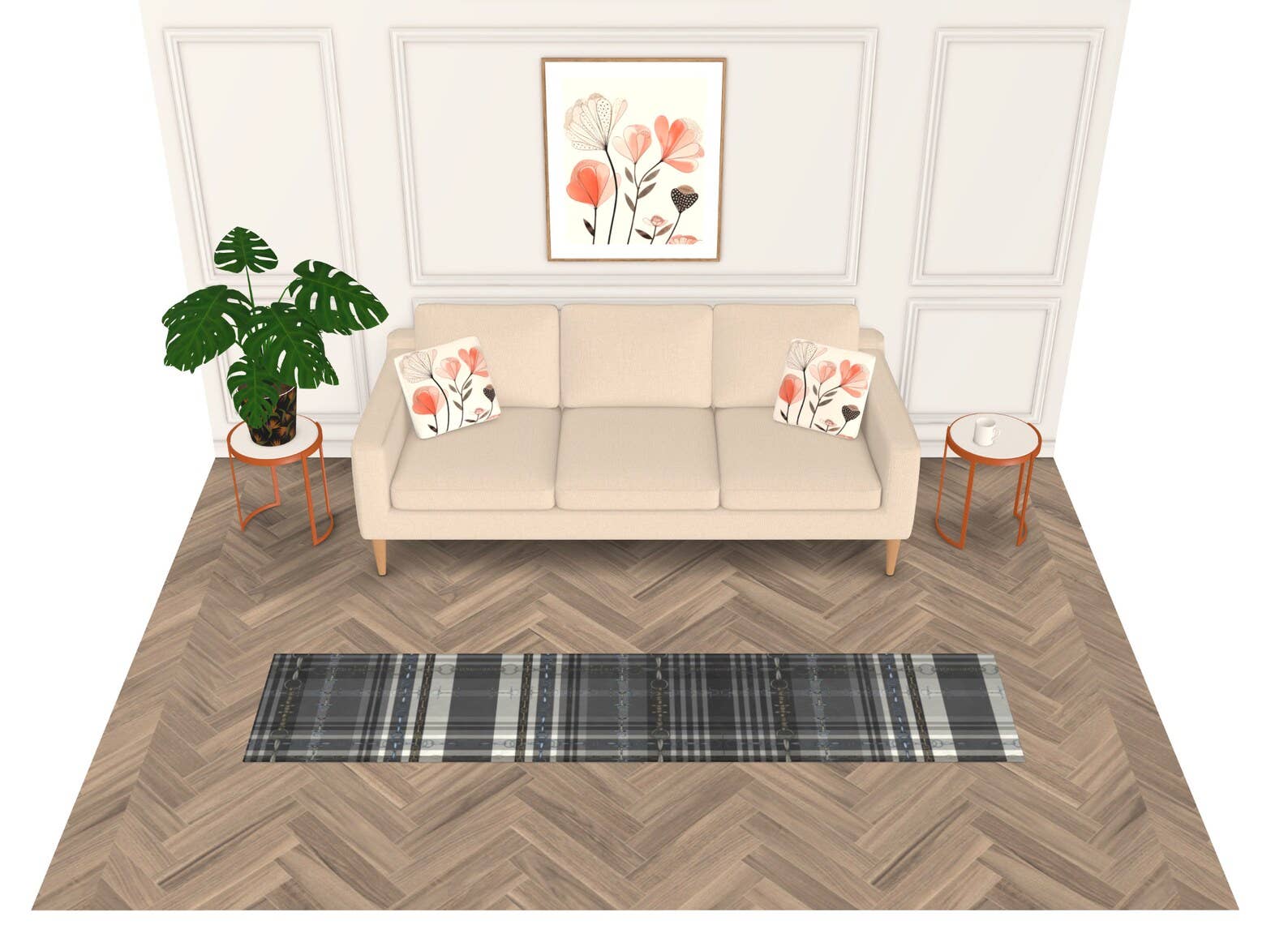 Black Reins and Snaffle Bits Plaid Runner Rug - Shimmer Rug