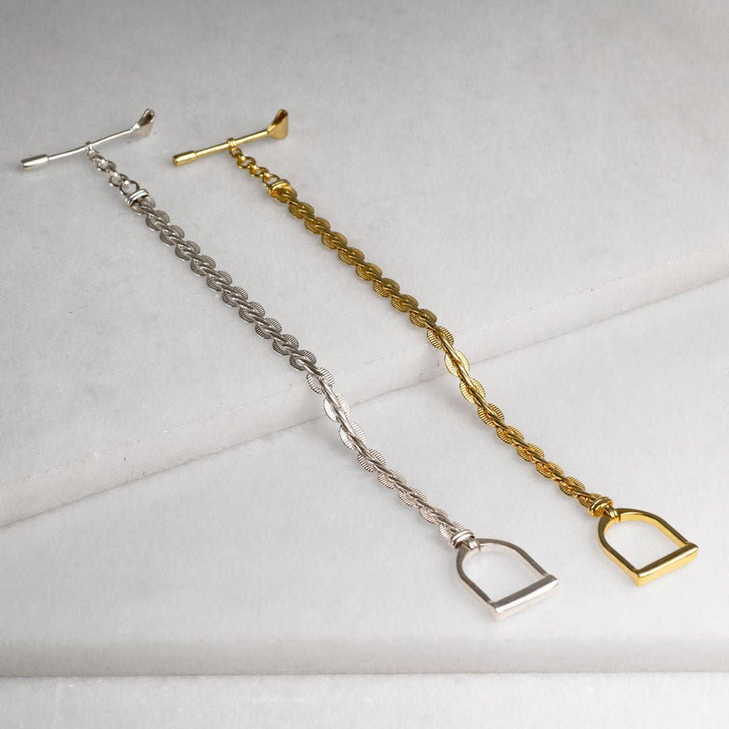 Portia T-Bar Horseshoe Bracelet in Gold
