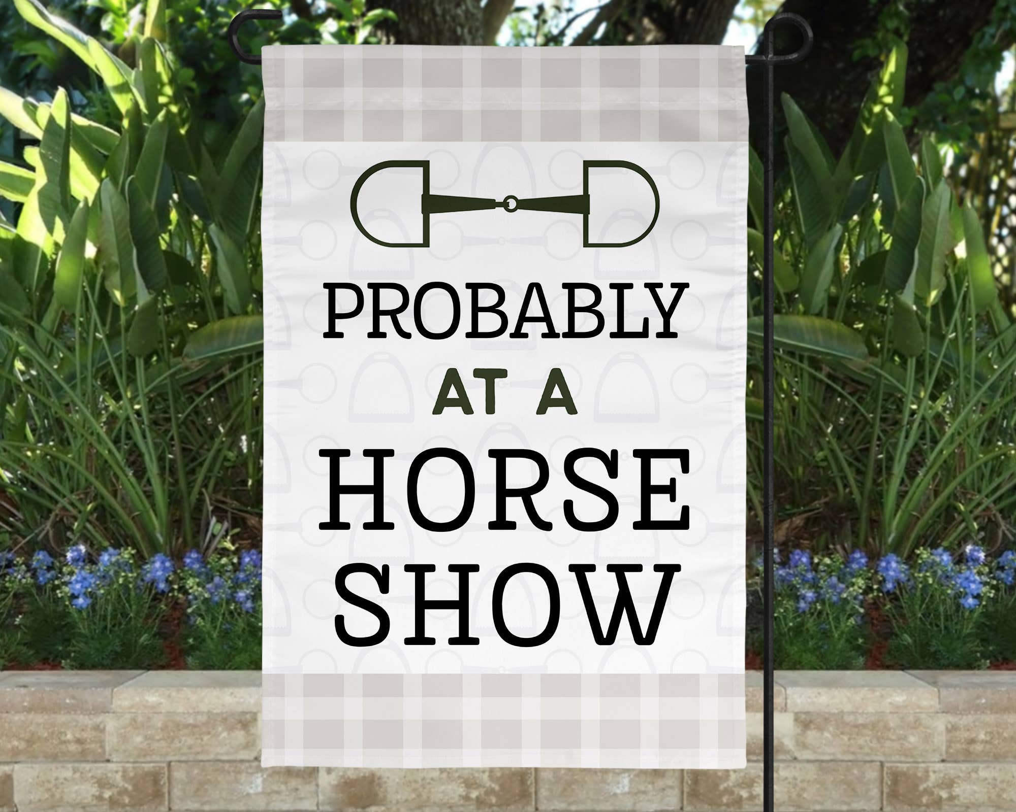 Horse Show Equestrian Garden White Flag RV Outdoor Decor