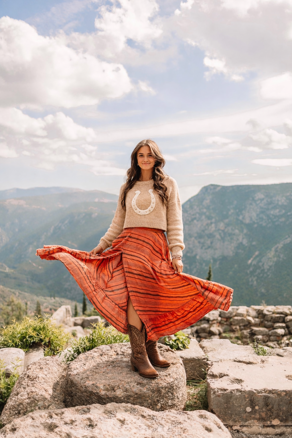 Lucky Horseshoe Cropped Sweater