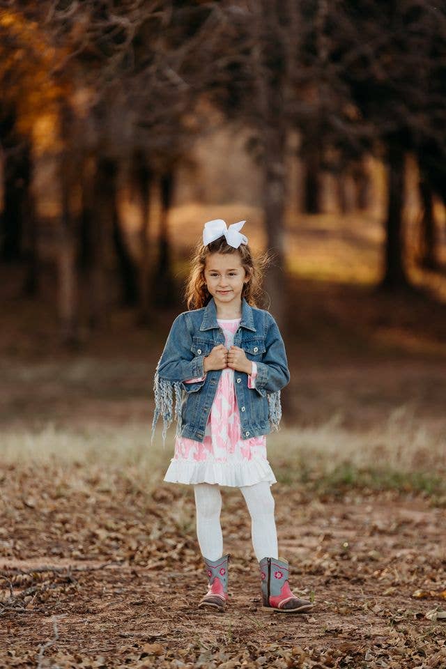 Denim Fringe Jacket Size 6-7
