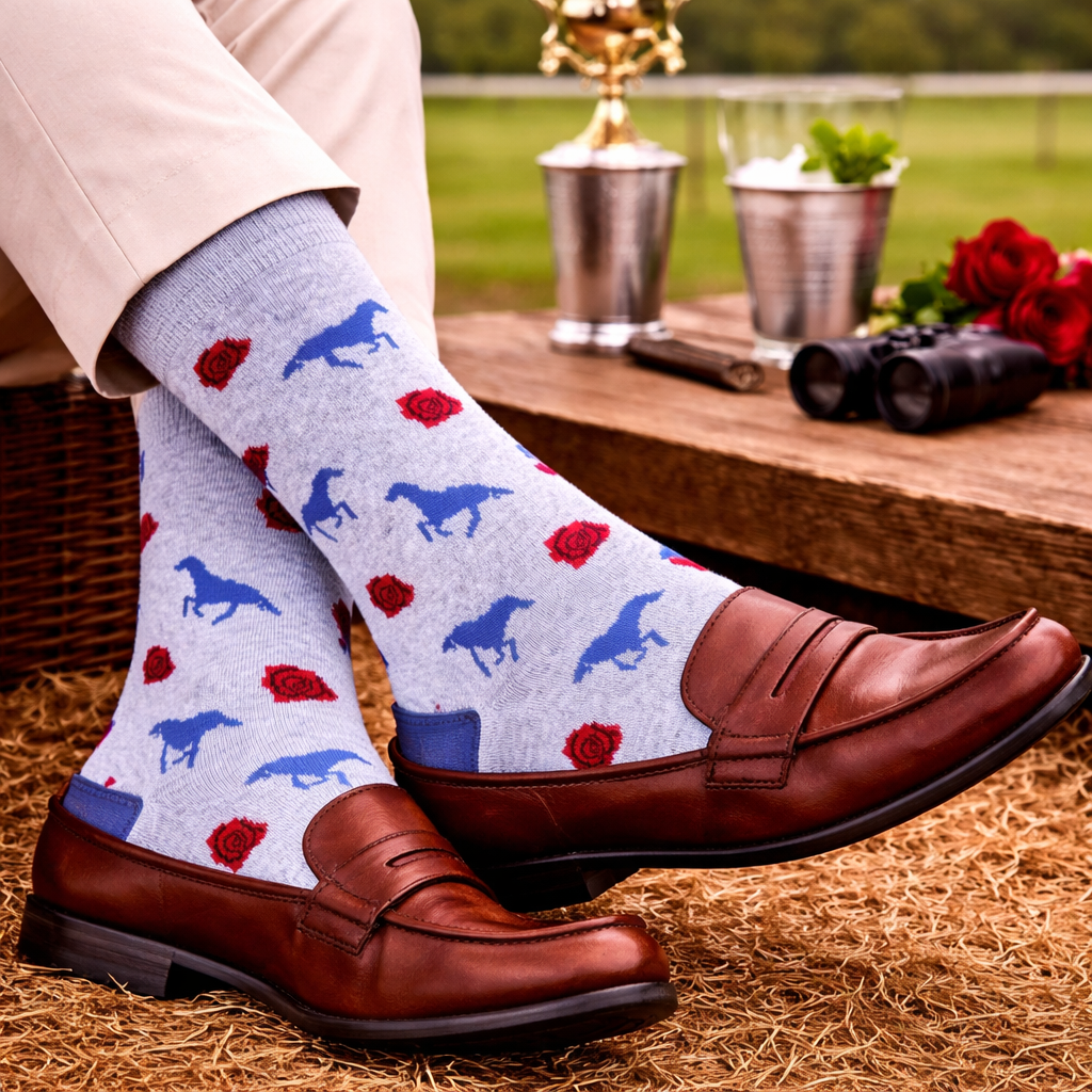 Horses and Roses Grey Socks