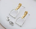 AWST Int'l Two-Tone English Stirrup Earrings