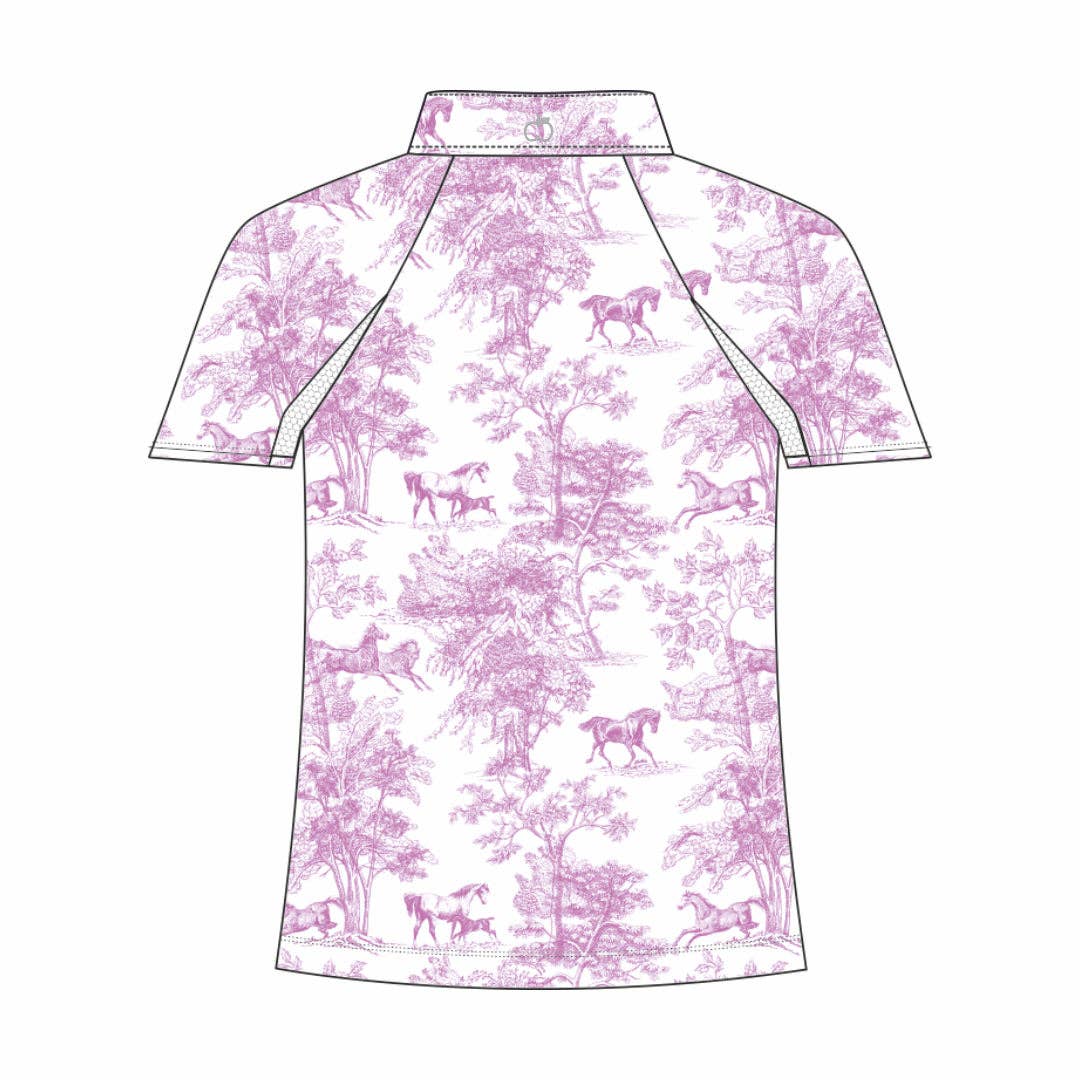 Dapplebay Kids Rose Equestrian Toile 1/4 Zip - Short Sleeve