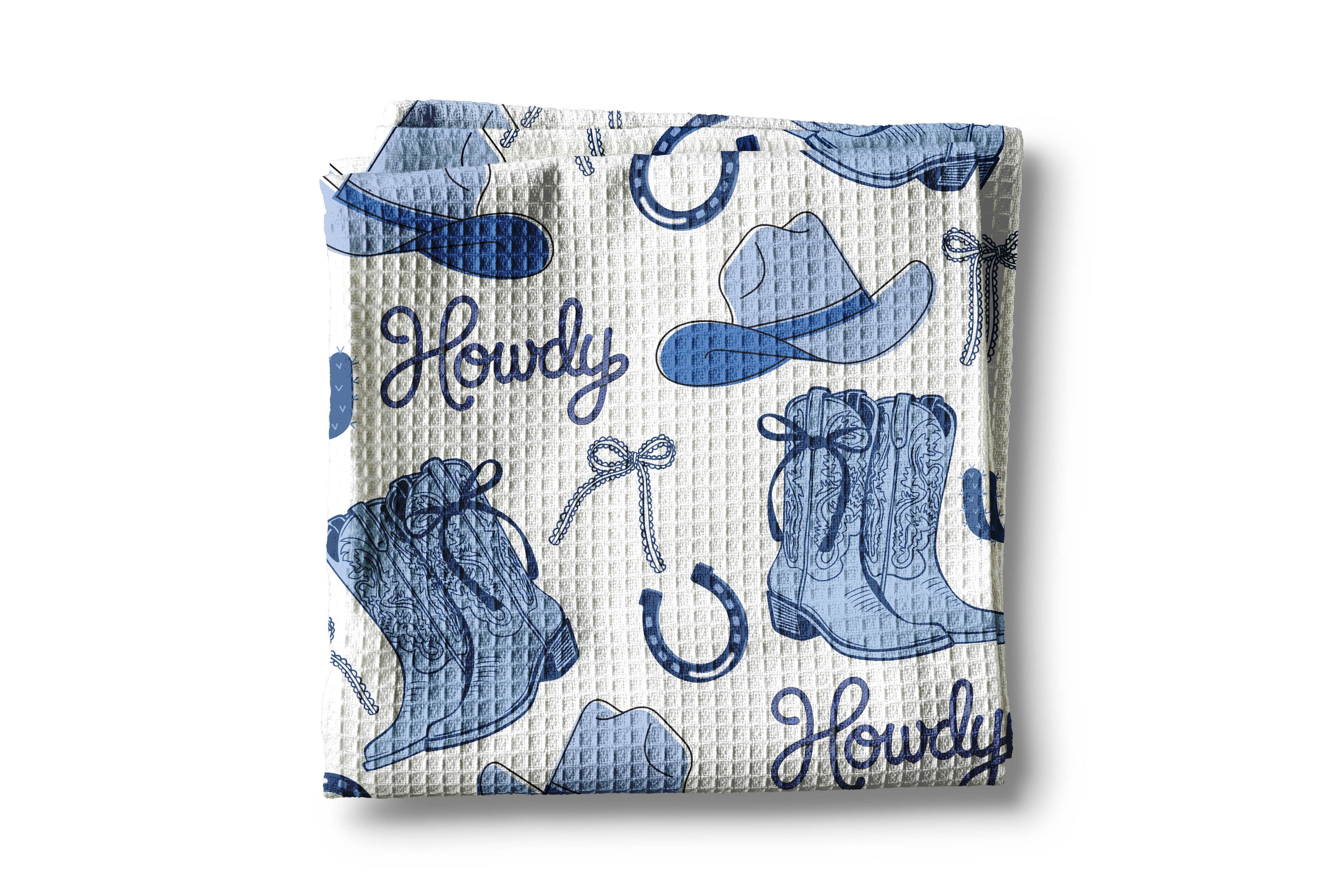Preppy Cowgirl Western Cowboy Cactus Kitchen Towel Waffle
