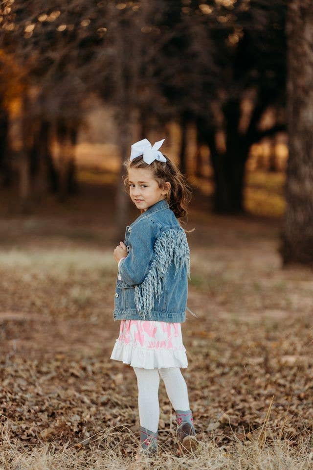Denim Fringe Jacket Size 6-7