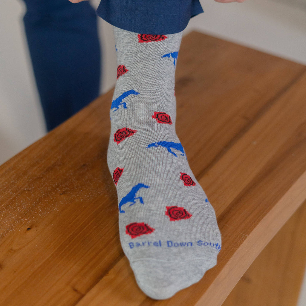 Horses and Roses Grey Socks