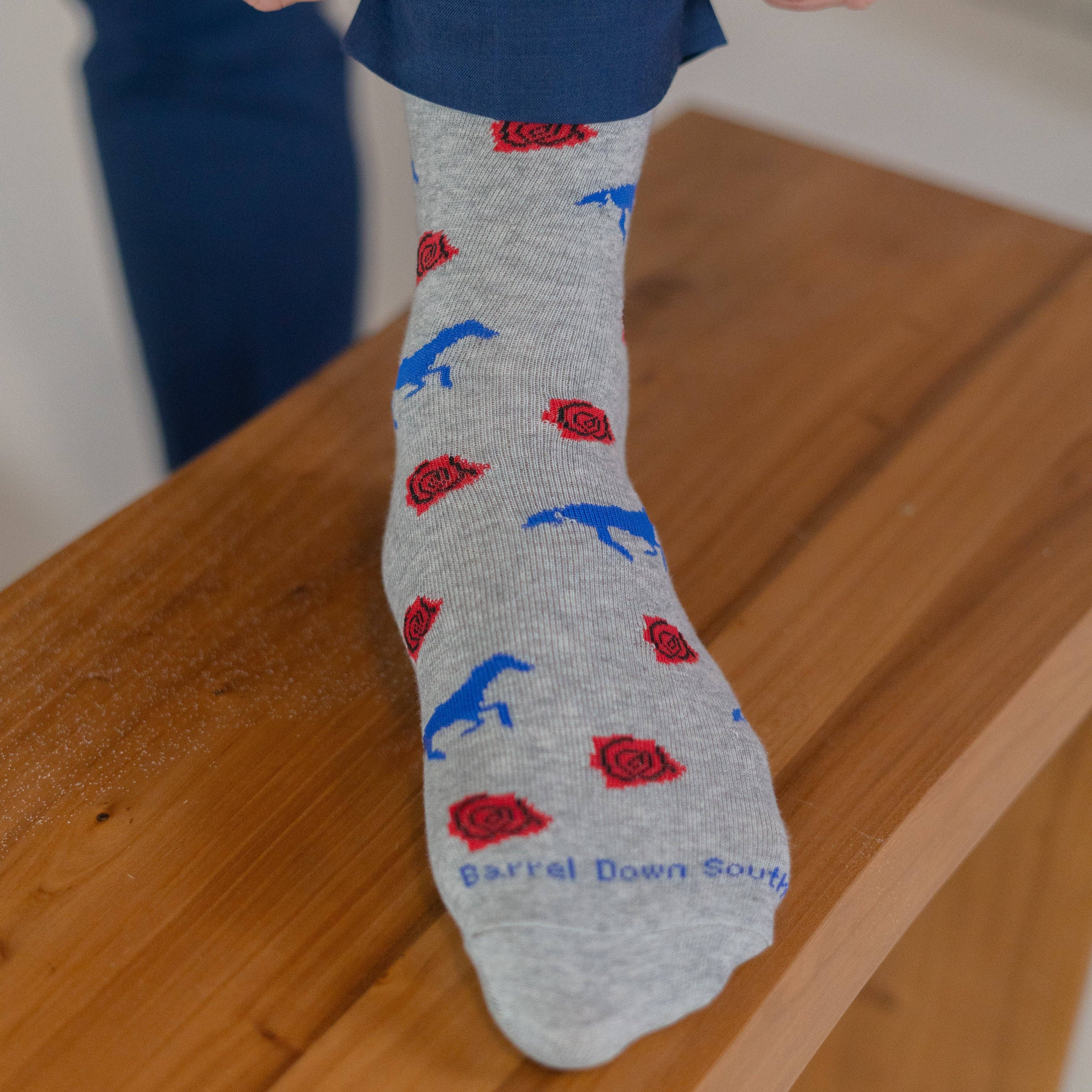Horses and Roses Grey Socks